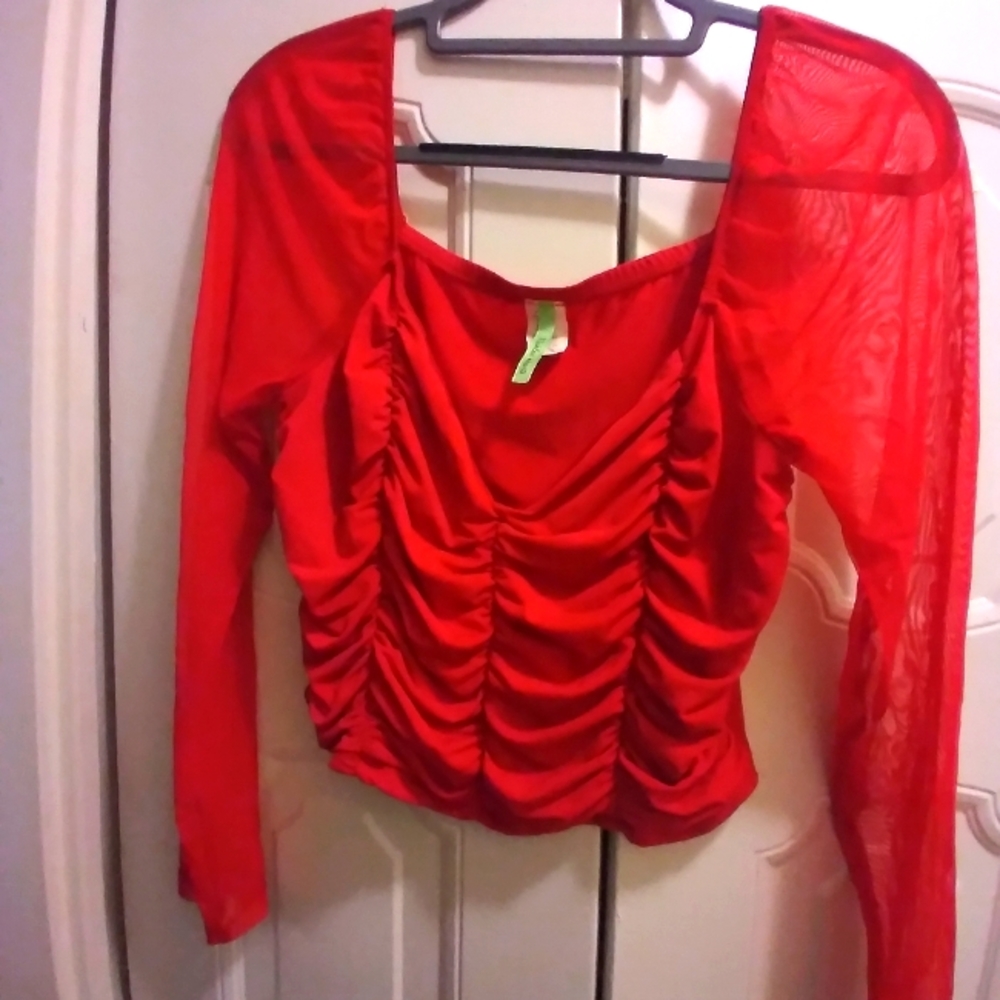 Valentine Red Crop top Blouse